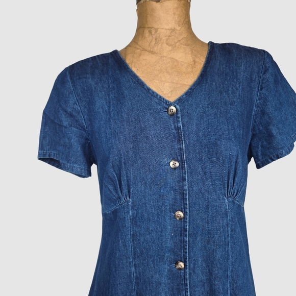 Vintage Denim Button Front Maxi Dress - Picture 2 of 11